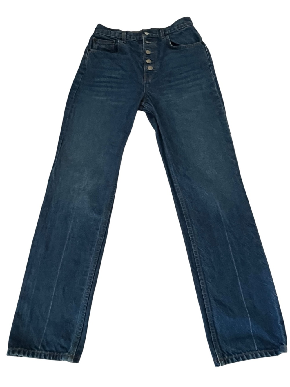 Reformation Cynthia Button Fly High Rise Straight Jeans Zenia Wash Size 26